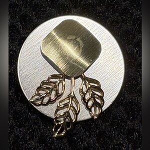 Vintage Silver & Gold-ToneLeaf Brooch - Mixed Metal Modernist Pin